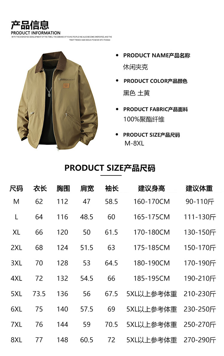 大尺碼美式復古獵裝夾克