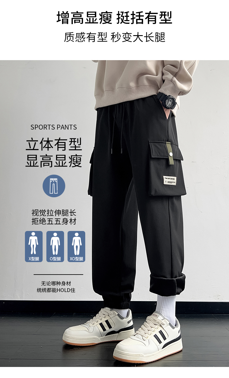 大尺碼加絨束腳工裝褲:圖片 5