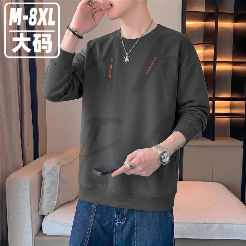 B6-02:大尺碼線條立體感印花衛衣(寬鬆圓領長袖上衣):圖片 2