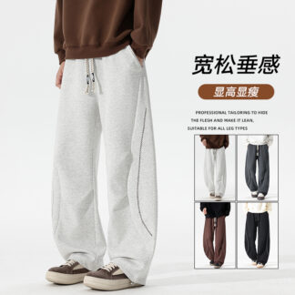大尺碼美式重磅彎刀衛褲(寬鬆休閒長褲)