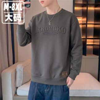 大尺碼線條立體印花衛衣(M–8XL寬鬆圓領長袖上衣)