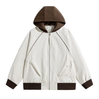 大尺碼復古港風可拆帽夾克（M–8XL連帽寬鬆外套）