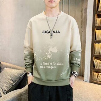 大尺碼休閒印花衛衣（XL–4XL寬鬆圓領長袖上衣）