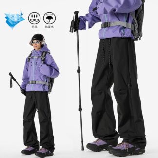 大尺碼防潑水拉鏈衝鋒褲（XL–5XL山系工裝長褲）
