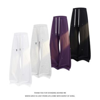 大尺碼重磅解構拼接衛褲(XL–5XL寬鬆直筒運動長褲)