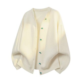 大尺碼圓領針織開衫(2XL–8XL寬鬆毛衣外套)