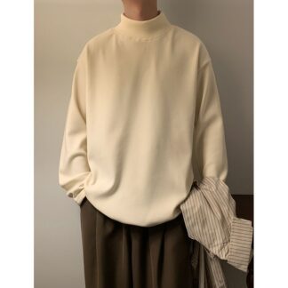 大尺碼翻領麻花紋針織毛衣(XL–5XL寬鬆長袖上衣)
