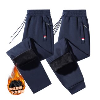 大尺碼加絨直筒運動衛褲(XL–8XL寬鬆棉質休閒褲)