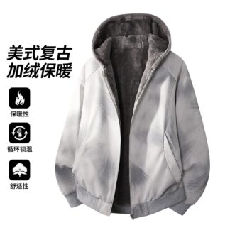 大尺碼加絨皮夾克(XL–3XL美式復古PU工裝外套)