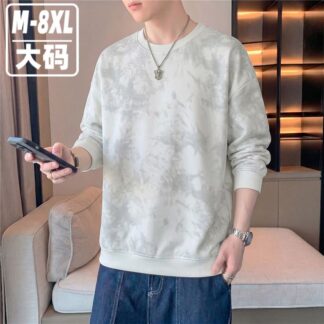 大尺碼立體印花圓領衛衣(2XL–8XL寬鬆長袖上衣)
