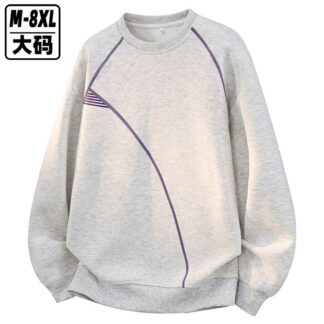 大尺碼線條立體印花圓領衛衣（XL–8XL 大碼寬鬆）