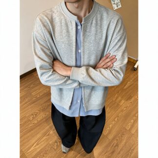 大尺碼美式條紋拼接假兩件衛衣(XL–5XL 寬鬆)
