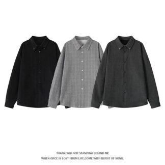 大尺碼日系重磅雪尼爾長袖襯衫(XL–5XL 280g)