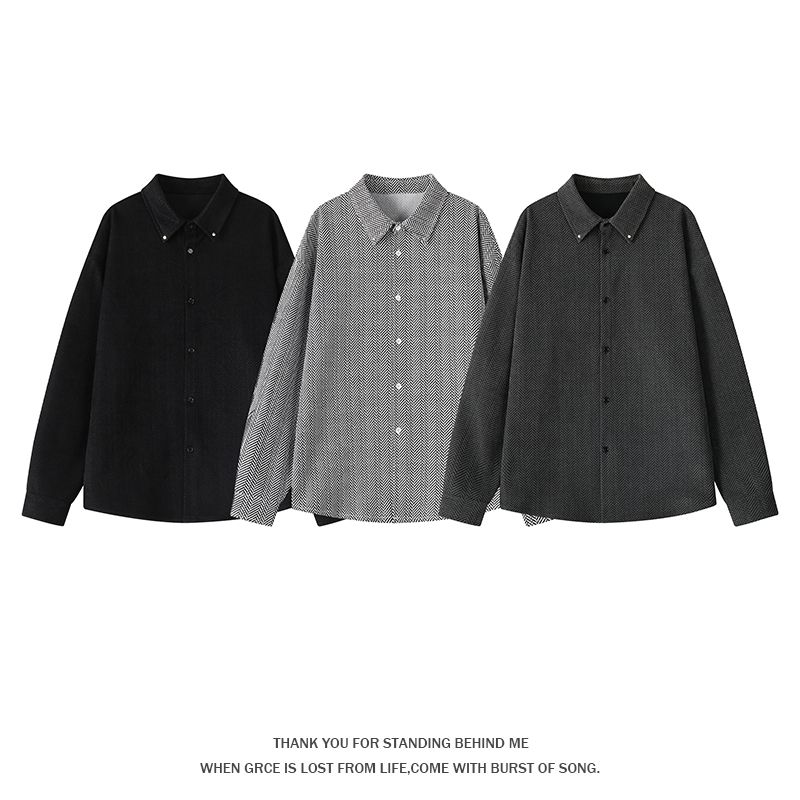 大尺碼日系重磅雪尼爾長袖襯衫(XL–5XL 280g)