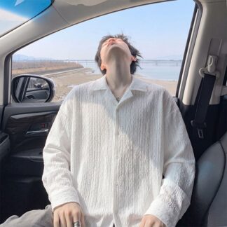 大尺碼美式復古鏤空古巴領襯衫（XL–5XL）