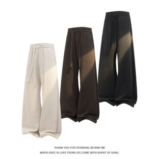 大尺碼美式復古人字紋針織休閒褲(XL–5XL)