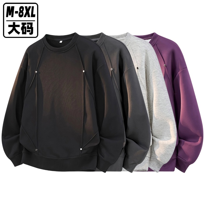 美式鉚釘圓領重磅寬鬆衛衣
