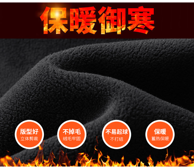 大尺碼德絨半高領拉鍊衛衣(加厚保暖):圖片 7