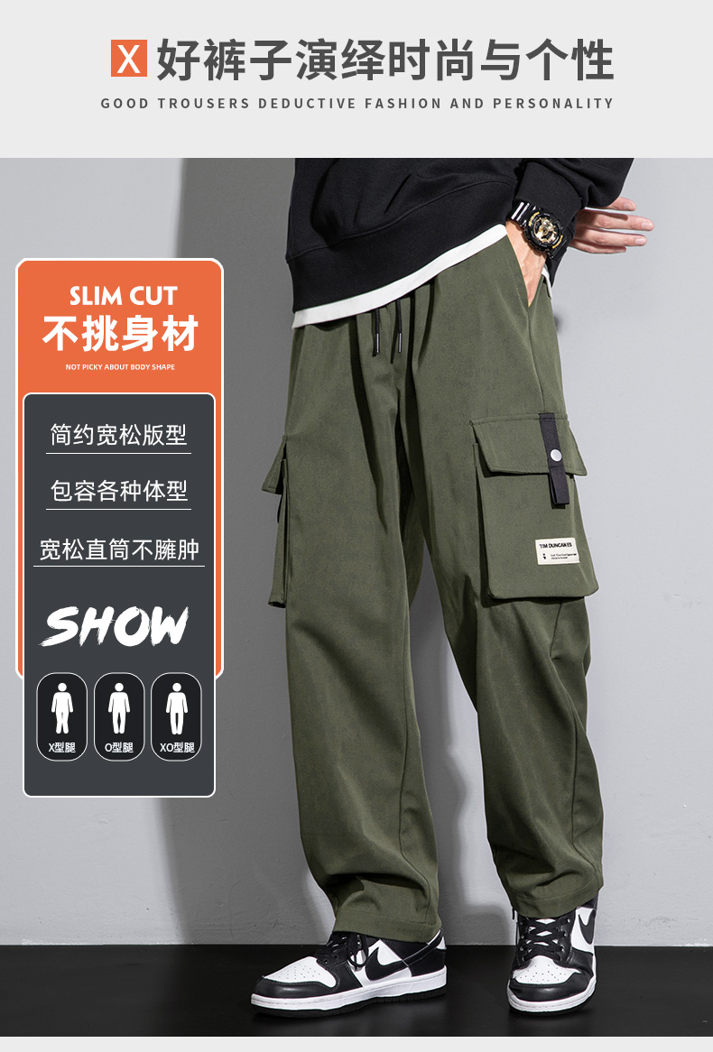 大尺碼多口袋加絨工裝褲(寬鬆直筒):圖片 6