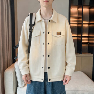 大尺碼翻領衛衣襯衫外套(秋冬寬鬆休閒上衣)